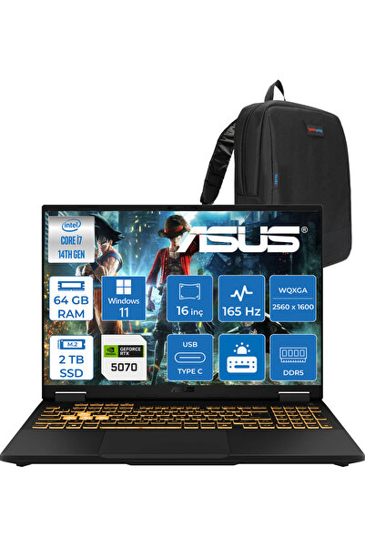 ASUS Tuf F16 I7-14650HX 64GB 2tb SSD 8GB/RTX5070 115W 165Hz 16" 2.5k 400NITS ...