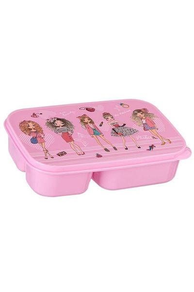 Herum Children's Food Container with 3 Compartments and Printed Lid, Herum, Pink, 1 L