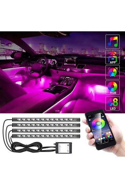 divendi-ro Car LED strip with in-app control, RGB colors, ambient lights inside the car