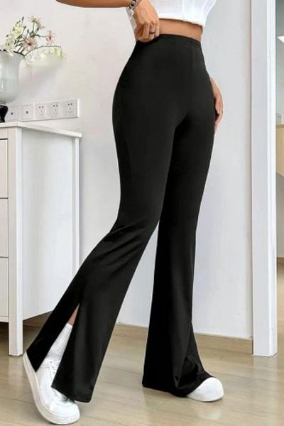 Mossta High Waist Side Slit Diving Pants - Black