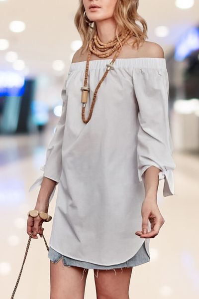 citystyle Καλοκαιρινό γυναικείο λευκό μίνι φόρεμα με κοντό μανίκι Madonna