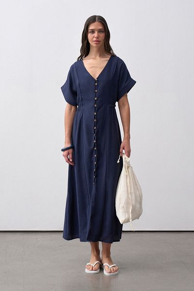 mathilda store Navy Blue Moira Shirt Dress