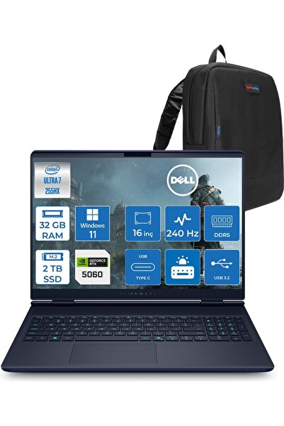 Dell Alienware 16X U7-255HX 32GB 2tb SSD 8GB/RTX5060 115W 16" Wqxga 240Hz 500...