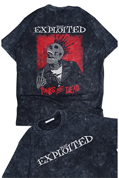 Fuddy Moda Unisex the Exploited Back Printed Washable T-Shirt, Oversize Rock ...