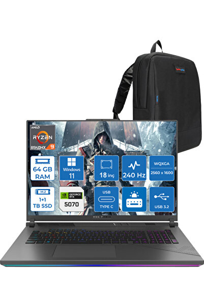 ASUS Rog Strix G18 R9-8940HX 64GB 1tb Ssd+1tbssd 8GB/RTX5070 115W 18"2.5k 240...