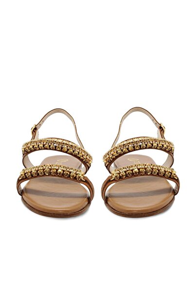 Vario Brown Stone Detailed Flat Sandals 283 Brown (Brown)