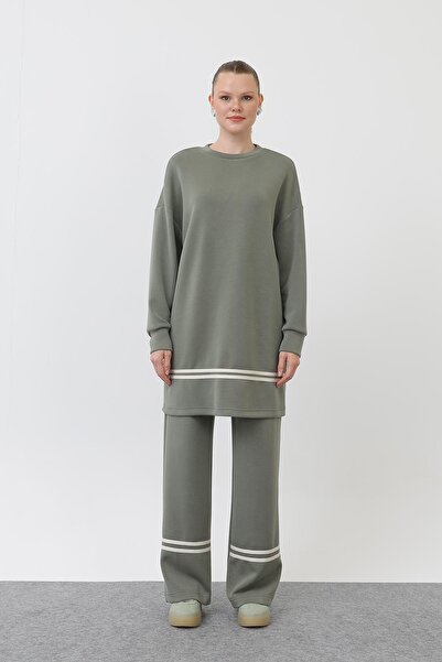 Puane Women's Grosgrain Detailed Suit - 14291Tks - Khaki