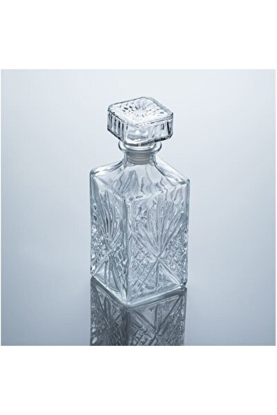 Herum Recipient din sticla, Herum®, forma patrata, model in relief si dop din sticla, Transparent, 9 x 9