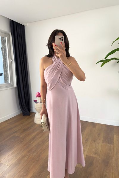 BİRCANÇİL Persa Lilac Tied Halter Dress