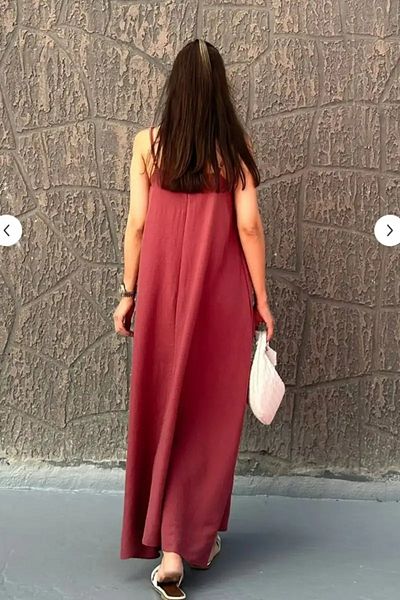 nightblack Non-Show, No Ironing Required, Wash and Wear Comfortable Aerobin Fabric Long Dress with Adjustable Straps