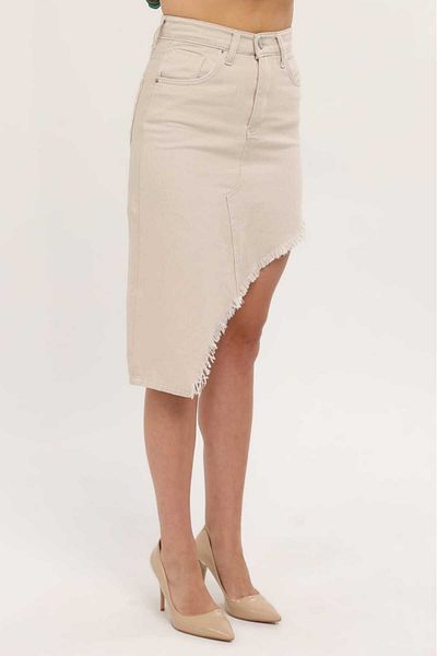 SHEVEGA Women Beige Skirt Tassel Asymmetric Cut Linen Skirt