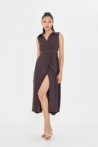 TIFFANY&TOMATO Çift Düğmeli Sıfır Kol Elbise