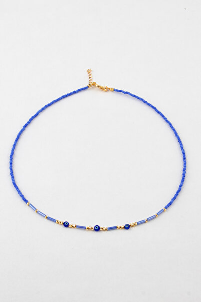 Sortie Aksesuar Elegant Bead Necklace with 3 Evil Eye Bead Figures 002