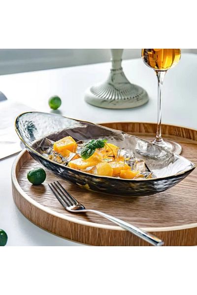 LUXXO Set 2 platouri de servire ovale Black 30 × 15 cm