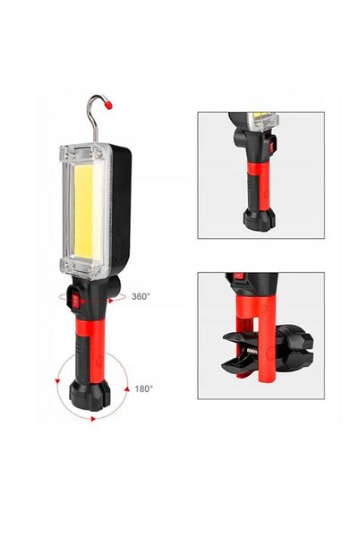 Welora Lampă de lucru LED pentru atelier, Autonomie 2-3 ore, Negru - Negru