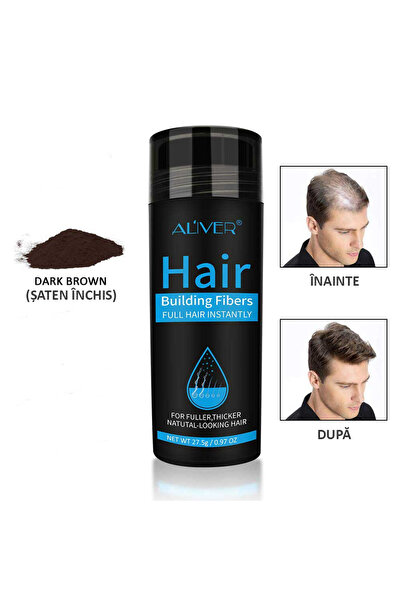 ALİVER Fibre pentru păr subțire, pudră, Aliver, Șaten închis, 27,5 g
