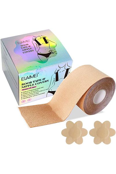 ELAIMEI Professional Breast Lift and Support Tape with 2 Nipple Protectors, Hypoallergenic,