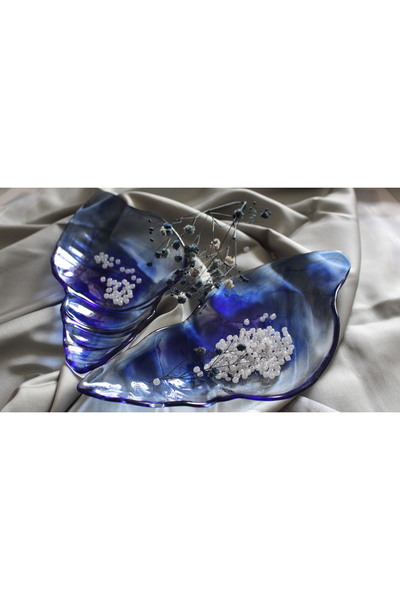 BORCALİİ TİCARET Marine Batik Mavi Servis Tabağı 21 CM