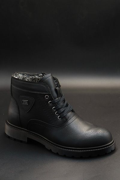 HEROD Men's Black Fur Boots Durable Waterproof