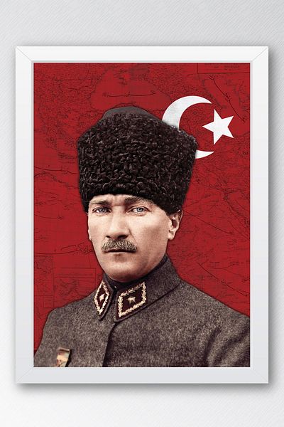 Saturn Mustafa Kemal Atatürk Framed Painting - Ottoman Officer Uniformed