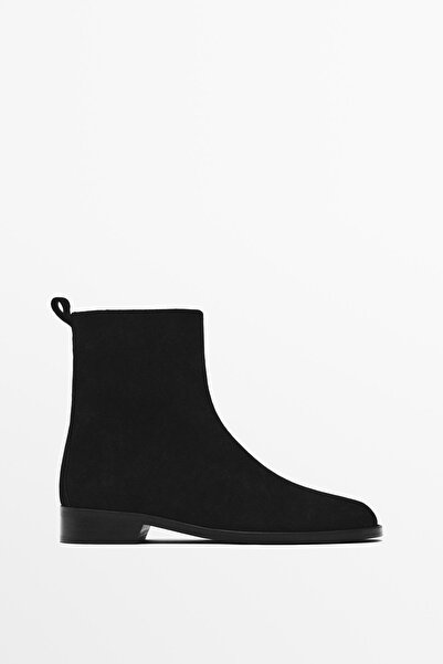 Massimo Dutti Kalın süet düz bot
