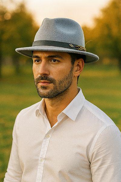 LAGRANZE Men's Stamped Fedora Hat – Premium