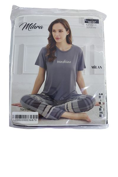 Mihra Milan Short Sleeve Bottom Long Pajama Set