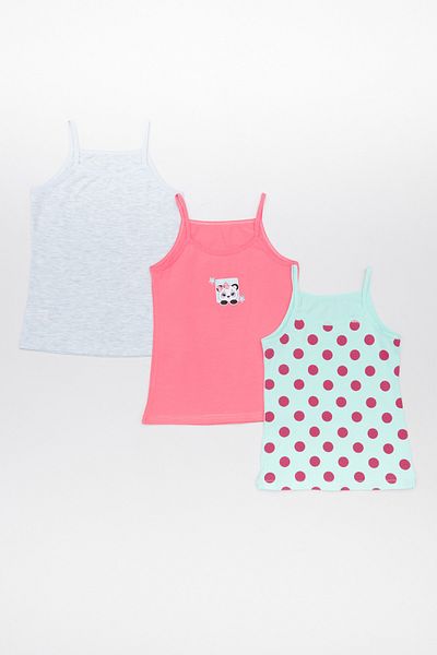Fulla Moda Panda Printed 3-Piece Girl's Undershirt