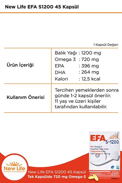 New Life Efa S-1200 Mg 45 Capsules 2 Pieces
