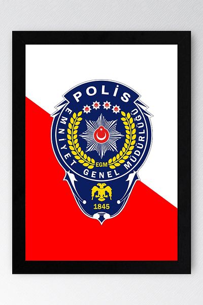 Saturn Police Coat of Arms Logo Framed Painting