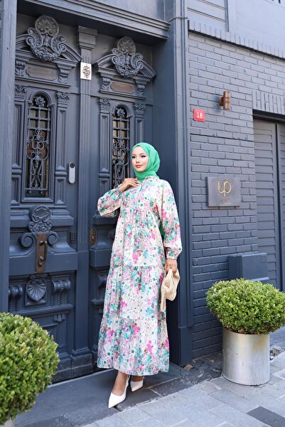 HARMAN BUTİK Γυναικείο φόρεμα Modal με μοτίβο με κουμπιά