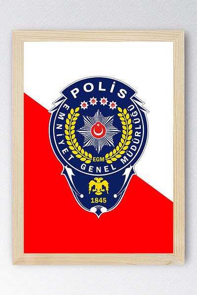 Saturn Police Coat of Arms Logo Framed Painting