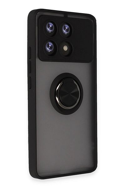 CepteToptan حافظة هاتف Xiaomi Poco X6 Pro من السيليكون مع حلقة مونتريال - أسود - MKİ3555-5622