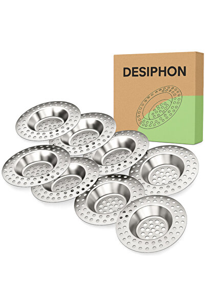 DESIPHON 8'li 304 Paslanmaz Çelik Lavabo Süzgeci Seti | Gider Tıkanıklığı Önl...