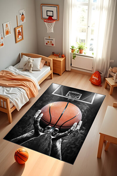 Liriya Dijital Baskılı Basketbol Sahası Temalı Dekoratif Makinada Yıkanabilir...