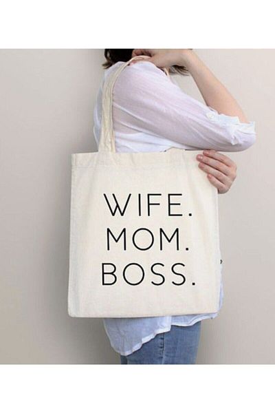 GİFTORA Wife Mom Printed Raw Cloth Shoulder