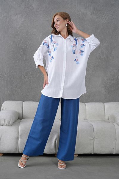 BURRASCA Oversize Linen Set with Embroidered Stones