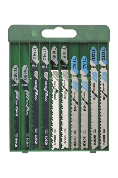 Bosch Pack Of 10 T-Shank Jigsaw Blade Black/Silver/Blue