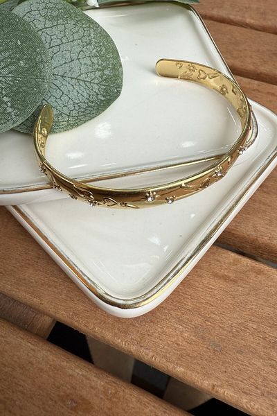 My Joyas Design Steel Embossed Heart Bracelet Gold