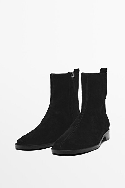 Massimo Dutti Kalın süet düz bot