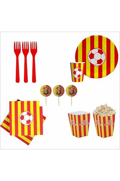 ZENVİVA Fan (Gs) 8 Plates, 8 Cups, 8 Corn Boxes, 10 Napkins, 10 Forks, 10 Toothpicks