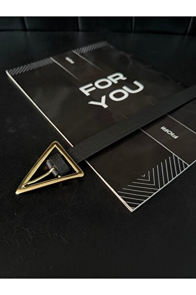 Fiori Üçgen Gold Tokalı Kadın Pantolon Kemeri, Ceket Kemeri, Elbise Kemeri, G...