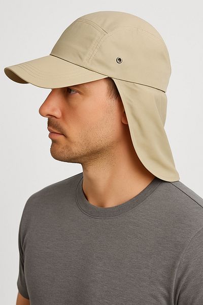 CosmoOutlet Dark Beige Legionnaire Hat for Land with Uv Protection Summer Ensele and Long Visor