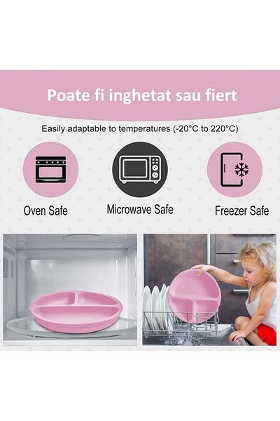 SOLLUXE Set 8 piese hrănire bebeluși pentru diversificare, farfurie și bol cu ventuze, cană cu capac și