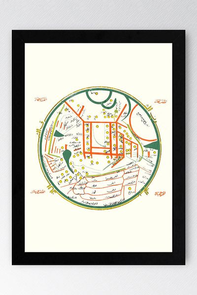 Saturn Mahmut of Kashgar Map Framed Painting