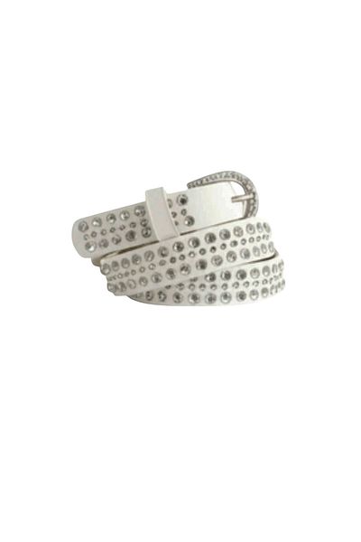 targay White Belt with Full Shiny Stones