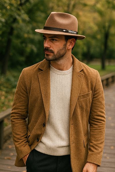 LAGRANZE Men's Stamped Fedora Hat – Premium