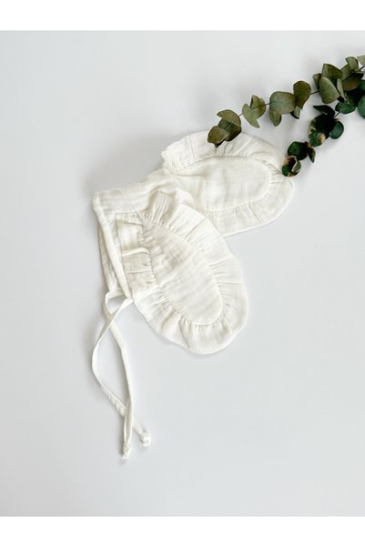 Muukh store Rabbit Ear Muslin Newborn Set |   Frilly Ear |   100% Cotton |   0-3 Months |   White