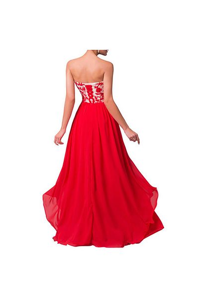 OEM Evening dress with red floral embroidery