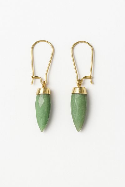 OEM Earrings With Green Aventurine, 18k Gold Plated, Handmade In Romania